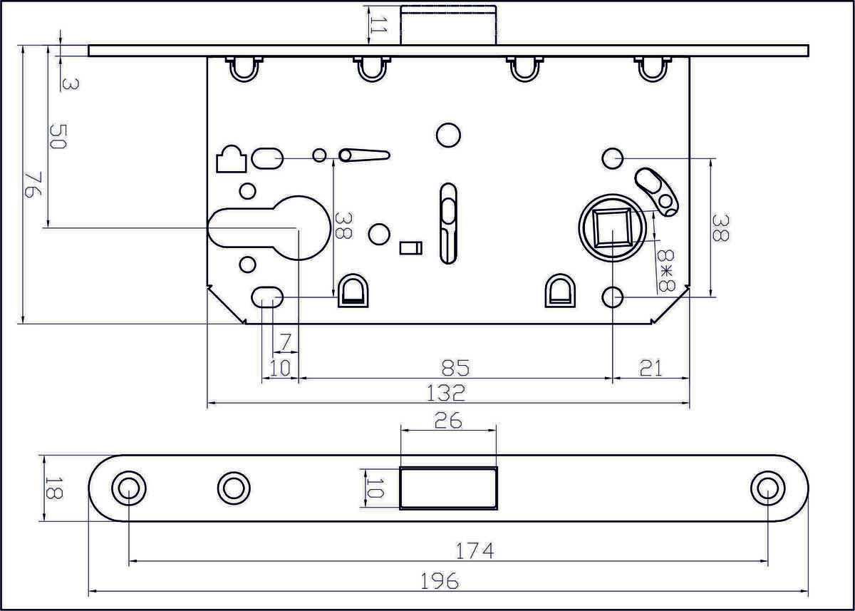 Защёлка врезная магнитная под ключевой цилиндр ADDEN BAU. KEY-5085(NEW) MAG GRAPHITE (цвет ГРАФИТ)