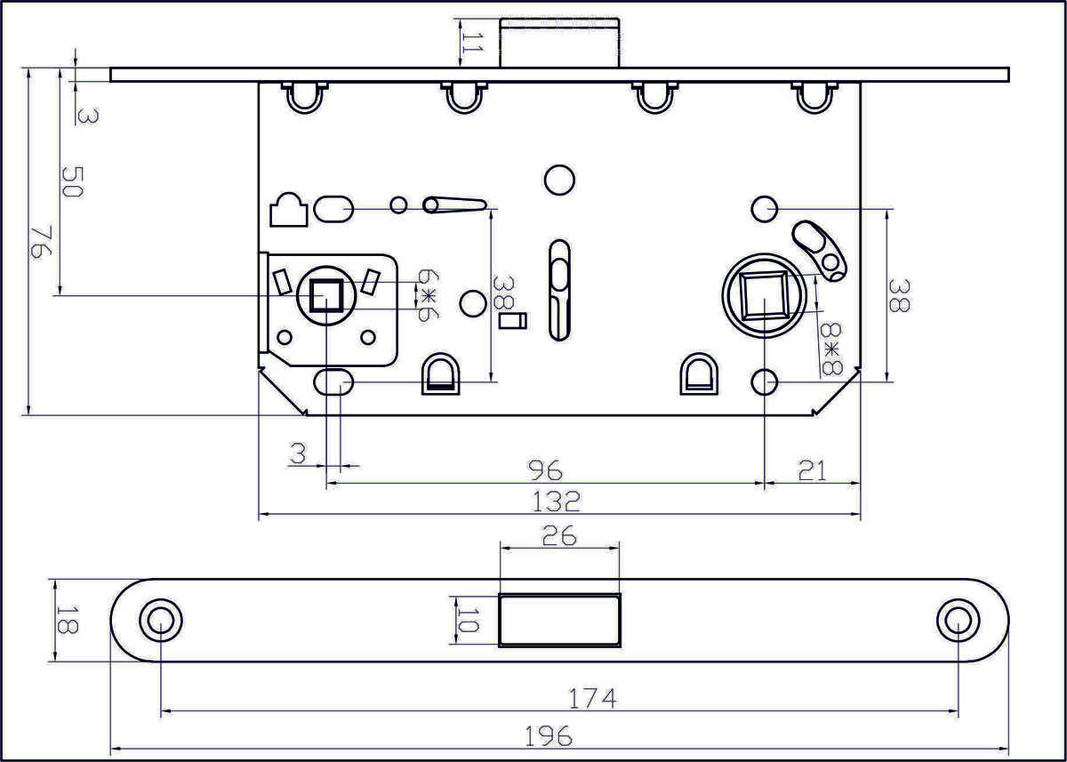 Защёлка врезная магнитная сантехническая ADDEN BAU WC-5096 MAG GRAPHITE (цвет Графит)