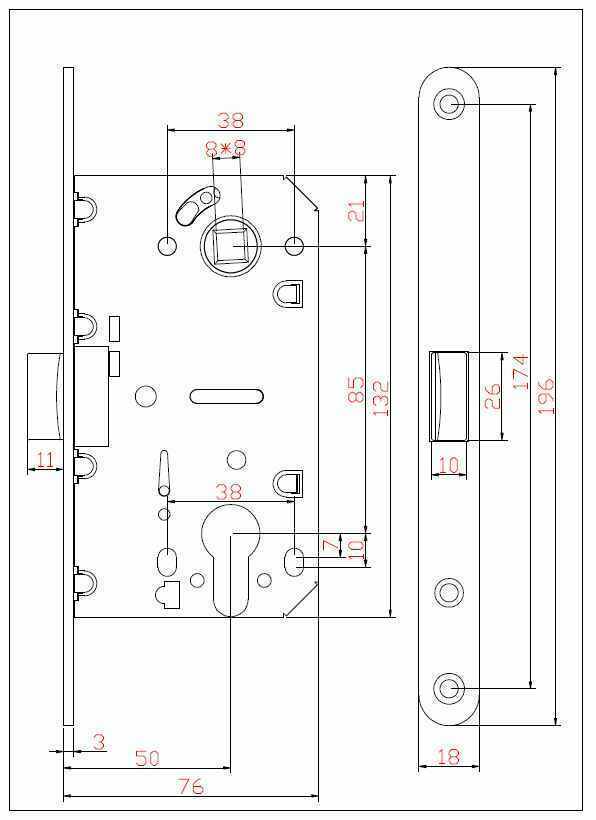 Защёлка врезная под ключевой цилиндр ADDEN BAU. KEY 418 GOLD (цвет ЗОЛОТО БЛЕСТЯЩЕЕ)